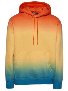 LCKR Fleece Pullover Orange Gradient Sunrise Tie-Dye Hoodie Sweatshirt Large